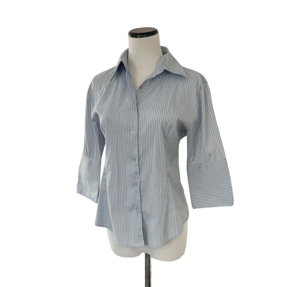 B. Moss Lavender/Blue Pinstripe 3/4 Sleeve Top, S